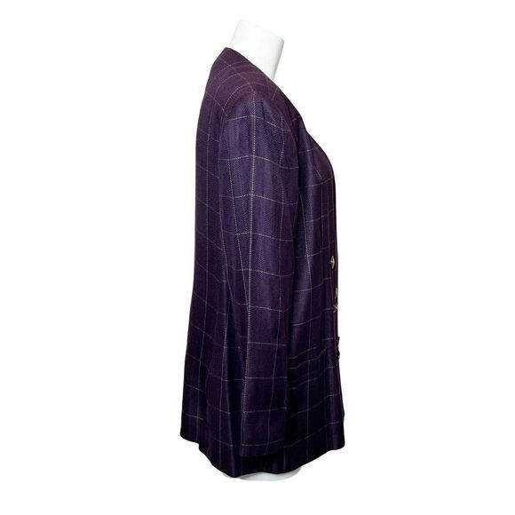 Worthington NWT purple window check double breasted blazer size 16 - Picture 4 of 14